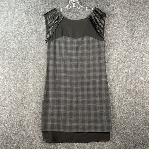 BCBG Generation Black White Windowpane Plaid Shift Dress Size 0 - Picture 1 of 7